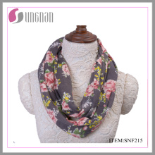 2015 Winter Warm Rose Printing Flannel Infinity Scarf (SNF212)